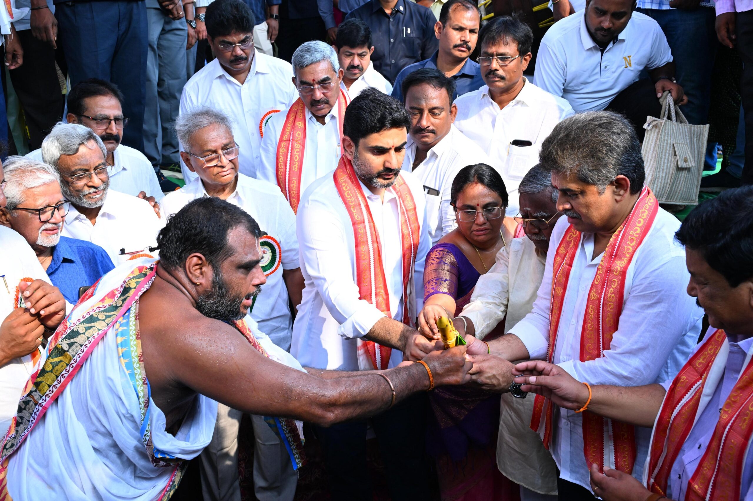 Nara Lokesh Lays Foundation for 100 beds Hospital in Mangalagiri